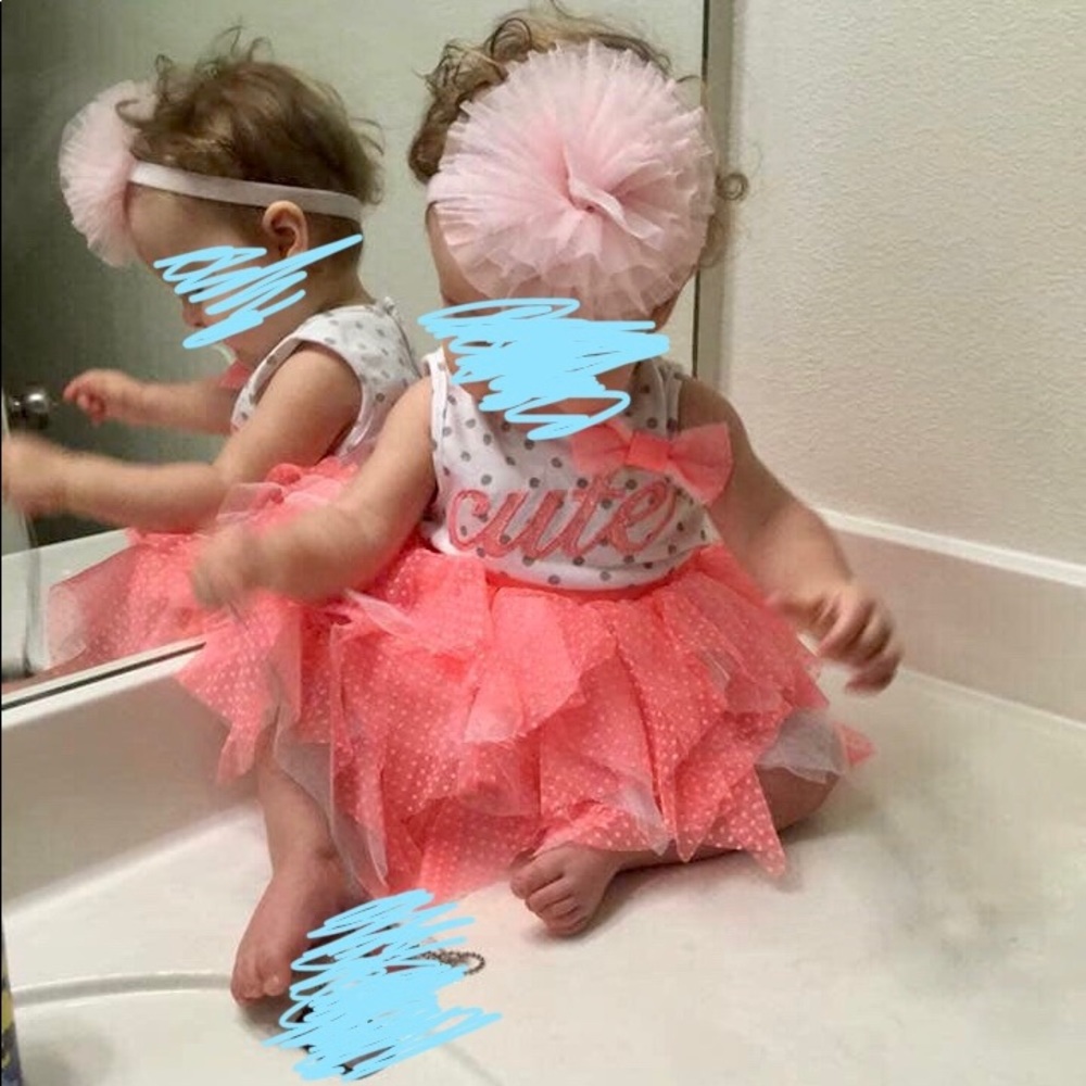 3/$20 girls ruffle/tutu dress pink silver white